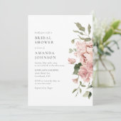 Moderne Roze Rozen Bruidsdouche Kaart (Staand voorkant)