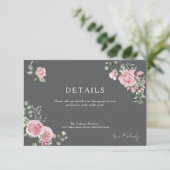 Moderne Roze Rozen Details Afstuderen Informatiekaartje (Staand voorkant)