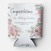 Moderne Roze Rozen Gefeliciteerd Afstuderen Blikjeskoeler (Voorkant)
