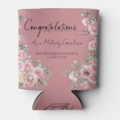 Moderne Roze Rozen Gefeliciteerd Afstuderen Blikjeskoeler (Voorkant)