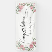 Moderne Roze Rozen Gefeliciteerd Afstuderen Spandoek (Verticaal)