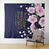 Moderne  Roze Rozen Parels Bruiloft Wandkleed (In Situ (horizontaal))