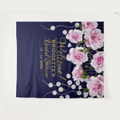 Moderne  Roze Rozen Parels Bruiloft Wandkleed (Voorkant (horizontaal))