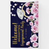 Moderne roze rozen parels Verloving Spandoek (Verticaal)