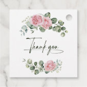 Moderne Roze Rozen Script Afstudeercadeau Bedankjes Labels (Achterkant)