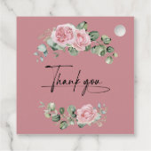 Moderne Roze Rozen Script Afstudeercadeau Bedankjes Labels (Achterkant)