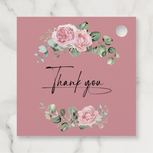 Moderne Roze Rozen Script Afstudeercadeau Bedankjes Labels (Achterkant)