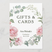Moderne roze rozen script afstudeercadeaus & kaart (Voorkant)