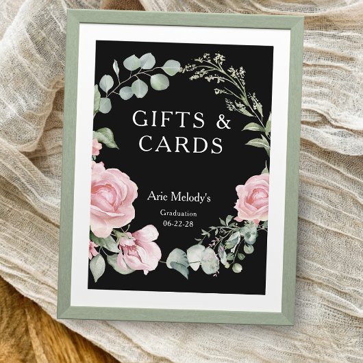Moderne Roze Rozen Script Afstudeercadeaus & Kaart