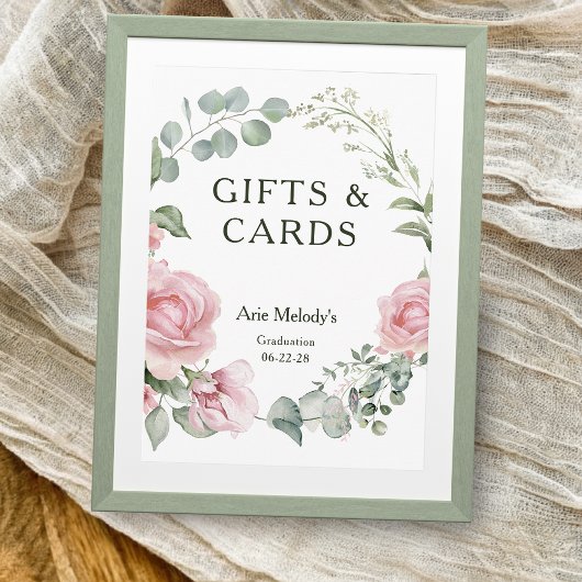 Moderne roze rozen script afstudeercadeaus & kaart