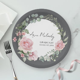 Moderne Roze Rozen Script Afstudeerklas Papieren Bordje