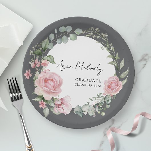 Moderne Roze Rozen Script Afstudeerklas Papieren Bordje