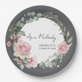 Moderne Roze Rozen Script Afstudeerklas Papieren Bordje (Voorkant)