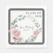 Moderne Roze Rozen Script Afstudeerklas Servet (Voorkant)