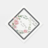 Moderne Roze Rozen Script Afstudeerklas Servet (Hoek)