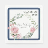 Moderne Roze Rozen Script Afstudeerklas Servet (Voorkant)