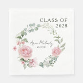 Moderne Roze Rozen Script Afstudeerklas Servet (Voorkant)