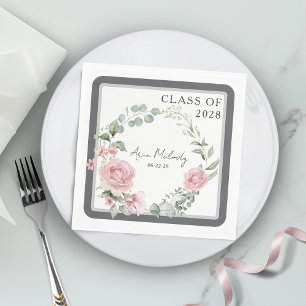 Moderne Roze Rozen Script Afstudeerklas Servet