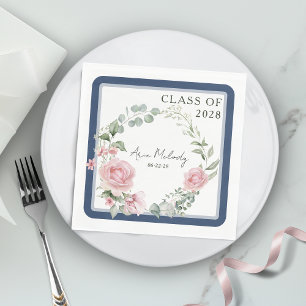Moderne Roze Rozen Script Afstudeerklas Servet
