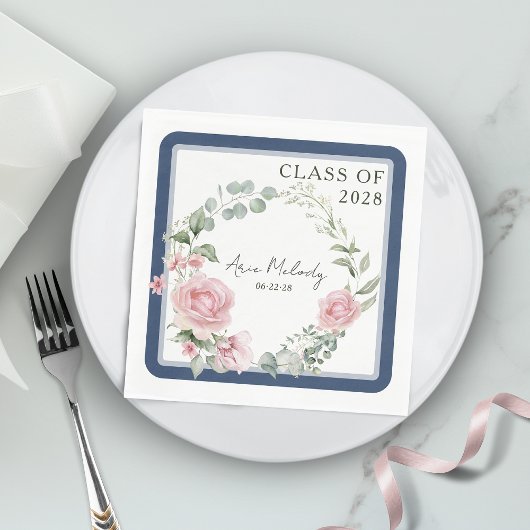 Moderne Roze Rozen Script Afstudeerklas Servet