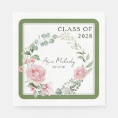 Moderne Roze Rozen Script Afstudeerklas Servet (Voorkant)