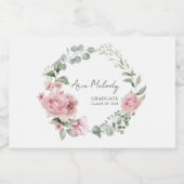 Moderne Roze Rozen Script Afstudeerklas Sparkling Wijnetiket (Enkel label)