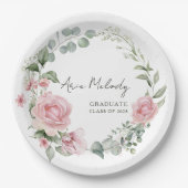 Moderne Roze Rozen Script Afstudeerklasse Papieren Bordje (Voorkant)