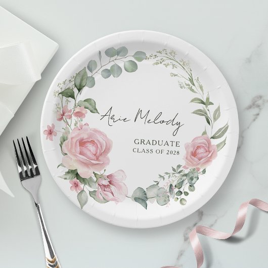 Moderne Roze Rozen Script Afstudeerklasse Papieren Bordje
