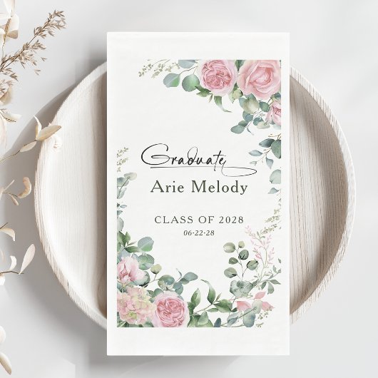 Moderne Roze Rozen Script Afstudeerklasse Servet