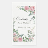Moderne Roze Rozen Script Afstudeerklasse Servet (Voorkant)