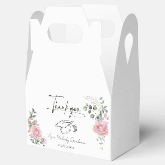 Moderne Roze Rozen Script Afstudeerproject Bedankdoosjes (Geopend)