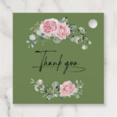 Moderne Roze Rozen Script Afstuderen Bedankjes Labels (Achterkant)