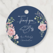 Moderne Roze Rozen Script Afstuderen Bedankjes Labels (Voorkant)
