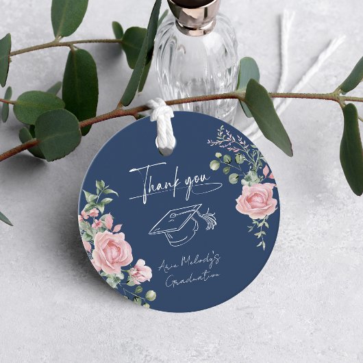 Moderne Roze Rozen Script Afstuderen Bedankjes Labels