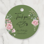 Moderne Roze Rozen Script Afstuderen Bedankjes Labels (Voorkant)