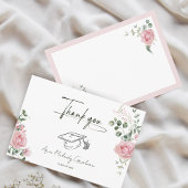 Moderne Roze Rozen Script Afstuderen Bedankkaart