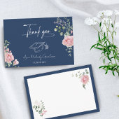 Moderne Roze Rozen Script Afstuderen Bedankkaart