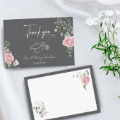 Moderne Roze Rozen Script Afstuderen Bedankkaart