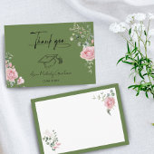 Moderne Roze Rozen Script Afstuderen Bedankkaart