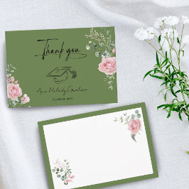 Moderne Roze Rozen Script Afstuderen Bedankkaart