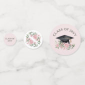 Moderne Roze Rozen Script Afstuderen Confetti (Achterkanten)