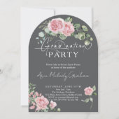 Moderne roze rozen script foto afstuderen kaart (Voorkant)