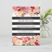 Moderne roze  Rozen Stripes Vrijgezellenfeest Kaart (Staand voorkant)