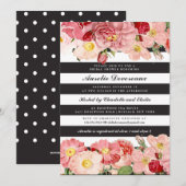 Moderne roze  Rozen Stripes Vrijgezellenfeest Kaart (Voorkant / Achterkant)