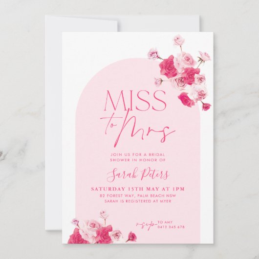 Moderne roze Rozen van Vrijgezellenfeest Kaart (Voorkant)