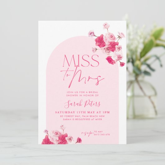 Moderne roze Rozen van Vrijgezellenfeest Kaart (Staand voorkant)