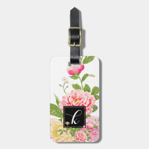 Moderne Roze Rozen Waterverf Illustratie Bagagelabel