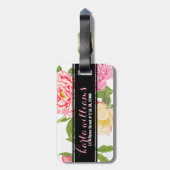 Moderne Roze Rozen Waterverf Illustratie Bagagelabel (Achterkant verticaal)