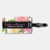 Moderne Roze Rozen Waterverf Illustratie Bagagelabel (Achterkant horizontaal)