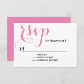 Moderne roze RSVP-kaart RSVP Kaartje (Voorkant / Achterkant)